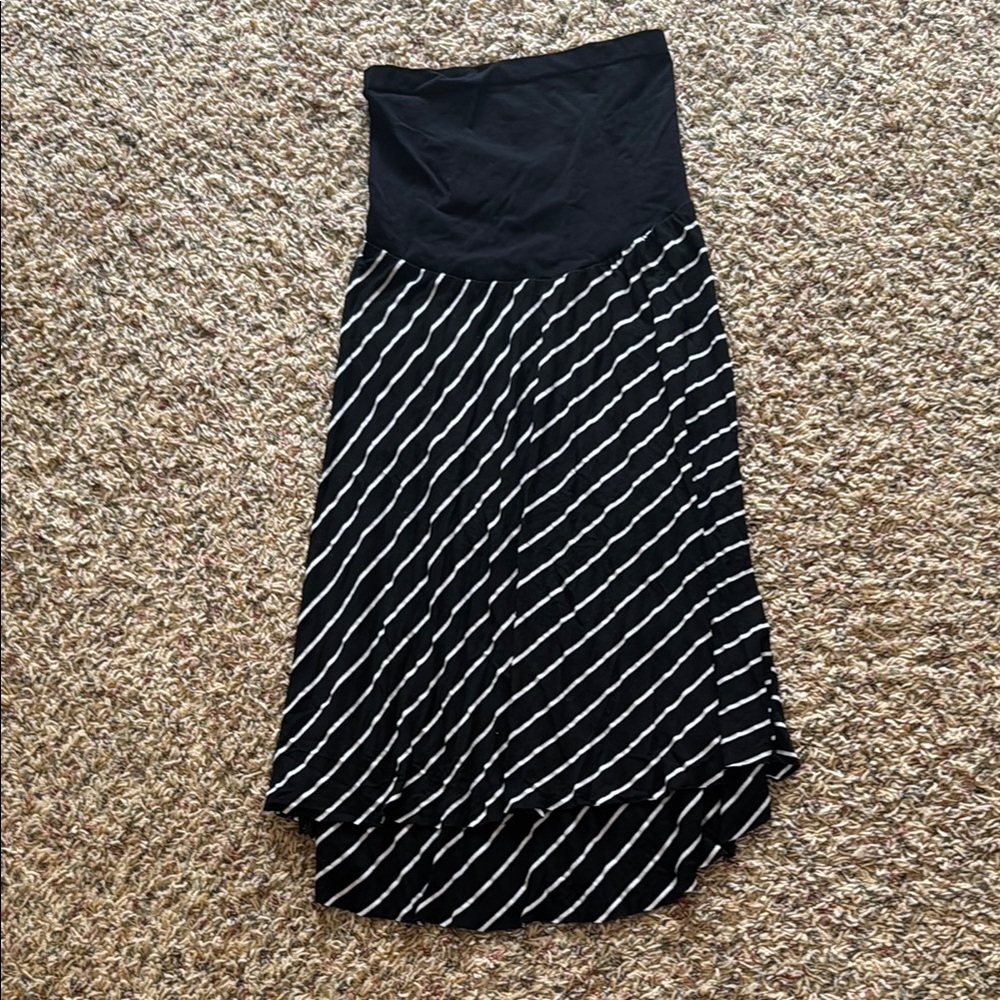 Maternity Black and White Striped Women's Skirt - Small